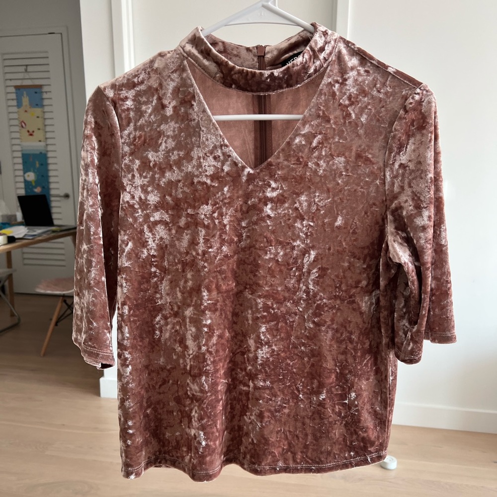 Pink Velvet Top with Cut Out